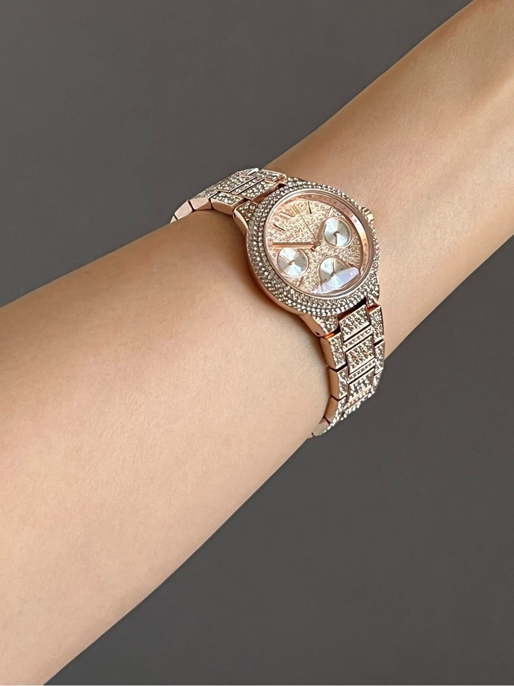 MK6997- Michael Kors Women’s Mini Camille Pavé Rose Gold-Tone Watch